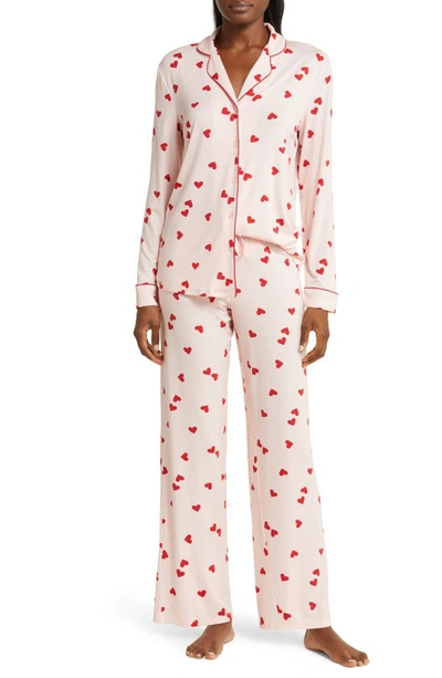 Nordstrom Moonlight Eco Knit Pyjamas In Pink Lotus Heart Toss
