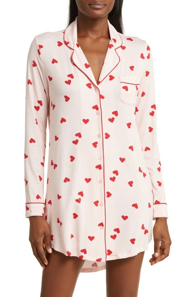 Nordstrom Moonlight Eco Nightshirt In Pink Lotus Heart Toss