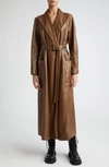 MAX MARA AIELLO LAMBSKIN LEATHER BELTED COAT