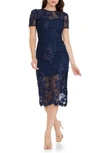 DRESS THE POPULATION LIA SEQUIN & FLOWER APPLIQUÉ SHEATH DRESS