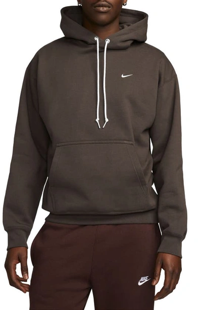 Nike Men's Solo Swoosh Fleece Pullover Hoodie In Brown