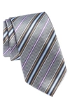 Nordstrom Stripe Silk Tie In Silver
