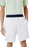 Lacoste Ultra-dry Jacquard Shorts In B0x White/ Navy Blue-