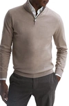 Reiss Blackhall Wool Quarter-zip Sweater In Mink