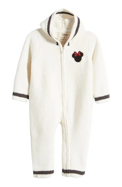 Barefoot Dreams Babies' X Disney Cozychic™ Minnie Mouse Hooded Romper In Cream