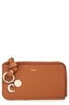 CHLOÉ ALPHABET ZIP LEATHER CARD HOLDER