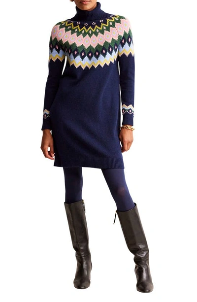Boden Edith Fair Isle Knitted Dress Navy Women | ModeSens