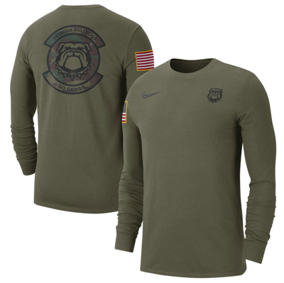 Nike Georgia  Men's College Crew-neck Long-sleeve T-shirt In Green