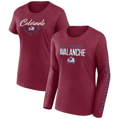 Fanatics Branded  Burgundy Colorado Avalanche Long And Short Sleeve Two-pack T-shirt Set