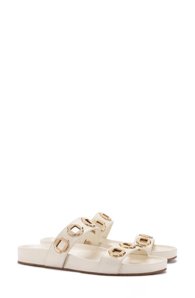 Larroude Women's Milan Grommet Detail Cream Slide Sandals In Ivory