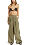 VITAMIN A VITAMIN A® THE GETAWAY HIGH WAIST WIDE LEG LINEN COVER-UP PANTS