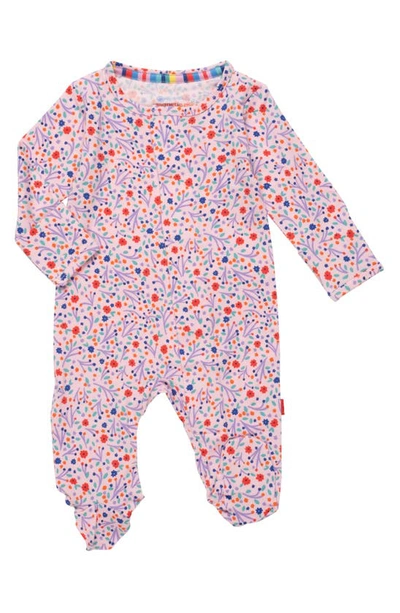 Magnetic Me Babies' Floral Print Footie In Pink