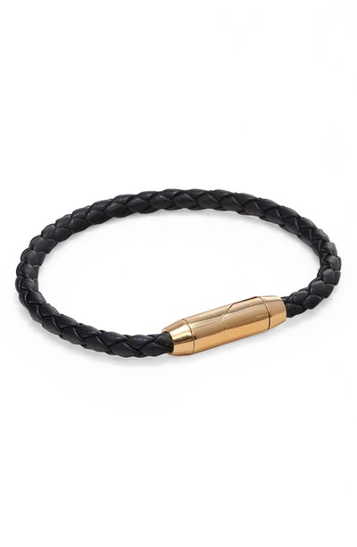 Bottega Veneta Braided Leather Bracelet In Black