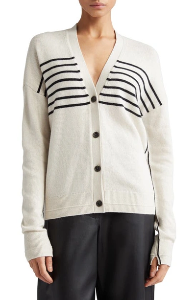 Maria Mcmanus Stripe Organic Cotton & Recycled Cashmere Cardigan In Crema Stripe