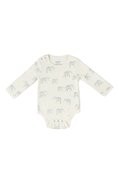 Pehr Babies' Elephant Organic Cotton Bodysuit In Follow Me Elephant