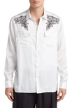 ASOS DESIGN WESTERN RELAXED FIT EMBROIDERED SATIN BUTTON-UP SHIRT
