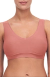 Chantelle Lingerie Soft Stretch Padded V-neck Bra In Peach Deli