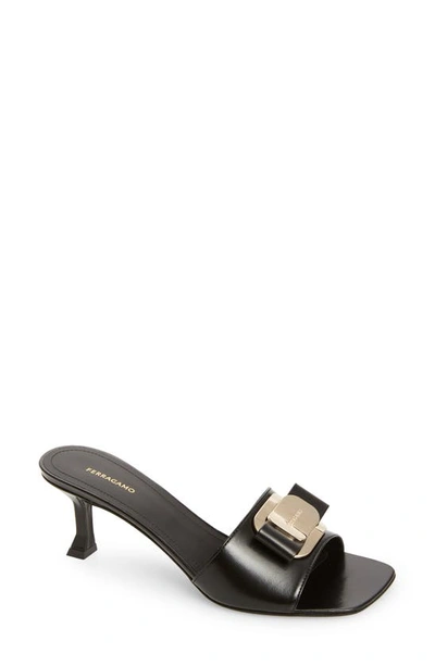 Ferragamo Zelie Logo Slide Sandal In Black