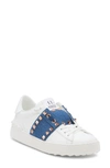 Valentino Untitled Rockstud Denim Sneaker In Bianco/ Light Denim/ Bianco