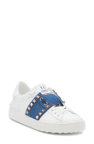 Valentino Garavani Untitled Rockstud Denim Sneaker In Blue