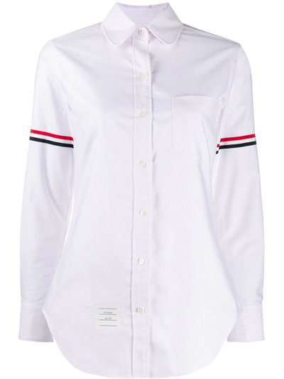 THOM BROWNE STRIPE OXFORD ARMBAND CLASSIC ROUND COLLAR SHIRT