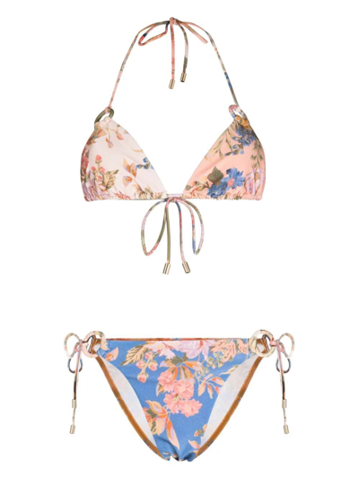 Zimmermann Womens Spliced August Floral-print Bikini Set In Multicolour