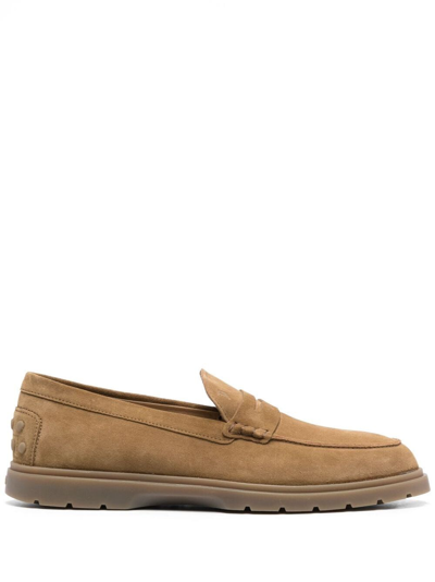 Tod's Suede Loafers In Beige