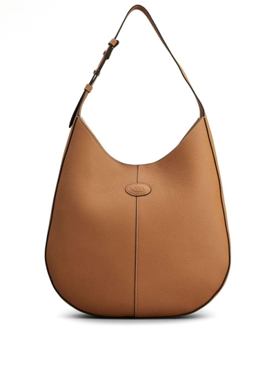 Tod's Small Oboe Leather Shoulder Bag In Kenia Scuro