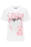 GANNI T SHIRT WITH ABSTRACT PRINT