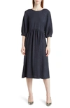 Nordstrom Elbow Sleeve Midi Dress In Navy Blueberry