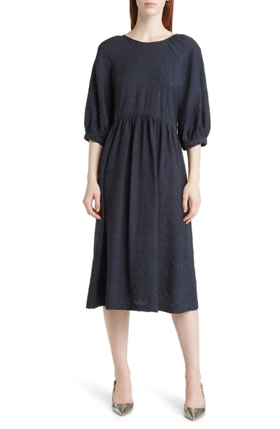 Nordstrom Elbow Sleeve Midi Dress In Navy Blueberry