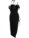David Koma Asymmetrical Open-leg Midi Dress In Black