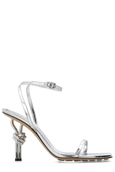 Bottega Veneta Women's High Heel Knot Sandals In Silver