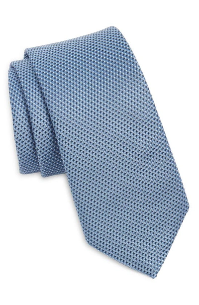 Hugo Boss Micropattern Silk Tie In Light Blue