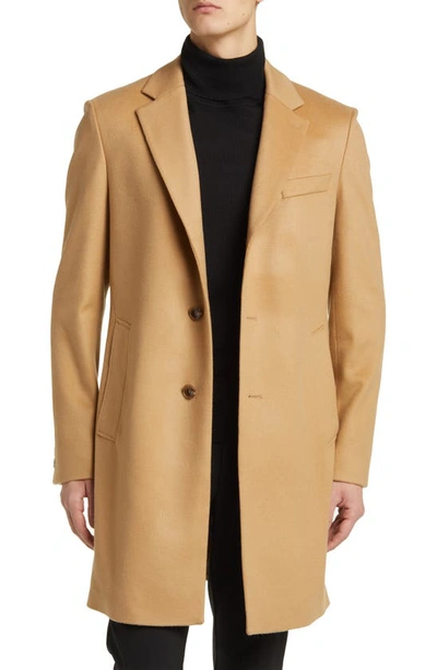 Hugo Boss Slim-fit Coat In Virgin Wool And Cashmere In Beige