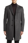 Hugo Boss Hyde Longline Wool Blend Coat In Medium Grey