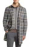 HUGO BOSS HYDE PLAID NOTCH LAPEL COAT WITH REMOVABLE DICKEY