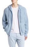 Atm Anthony Thomas Melillo Ribbed Wool Blend Sweater Hoodie In Heather Denim Blue