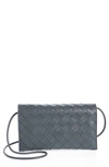 Bottega Veneta Intrecciato Leather Wallet On Strap In Thunder-gold