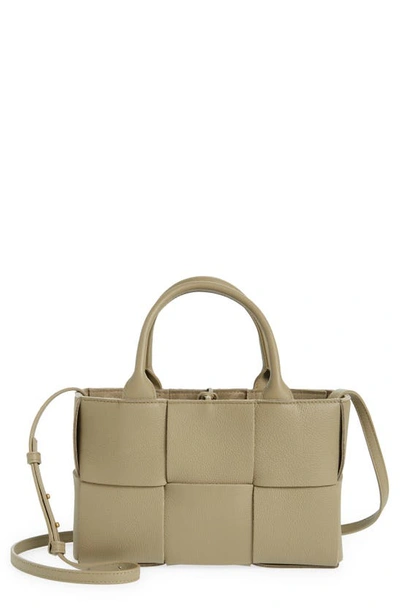 Bottega Veneta Arco Mini Intrecciato-leather Tote Bag In Taupe-gold