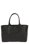 Bottega Veneta Arco Intrecciato Leather Tote In Black-gold