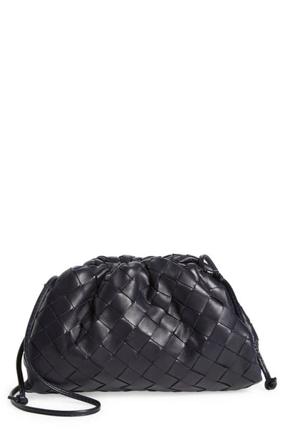 Bottega Veneta The Pouch Small Intrecciato Leather Clutch Bag In Noir