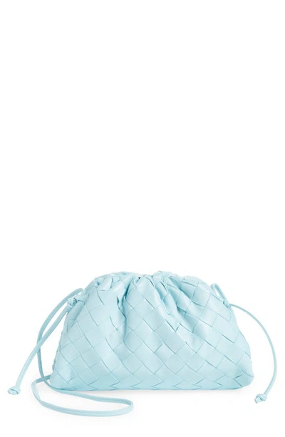 Bottega Veneta Small The Pouch Leather Clutch In Pale Blue-gold