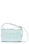 Bottega Veneta Intrecciato Leather Crossbody Bag In Teal Washed Silver