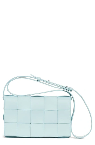 Bottega Veneta Intrecciato Leather Crossbody Bag In Teal Washed Silver