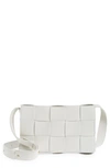 Bottega Veneta Intrecciato Leather Crossbody Bag In White Gold