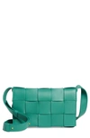 Bottega Veneta Intrecciato Leather Crossbody Bag In 3182 Mermaid-gold