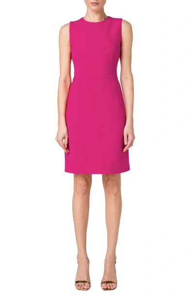 Akris Virgin Wool Double Face Crepe Sheath Dress In 867-magenta