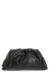 Bottega Veneta The Pouch Leather Clutch In Nero/ Silver