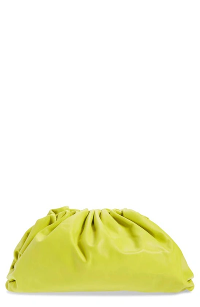 Bottega Veneta The Pouch Leather Clutch In Kiwi-gold